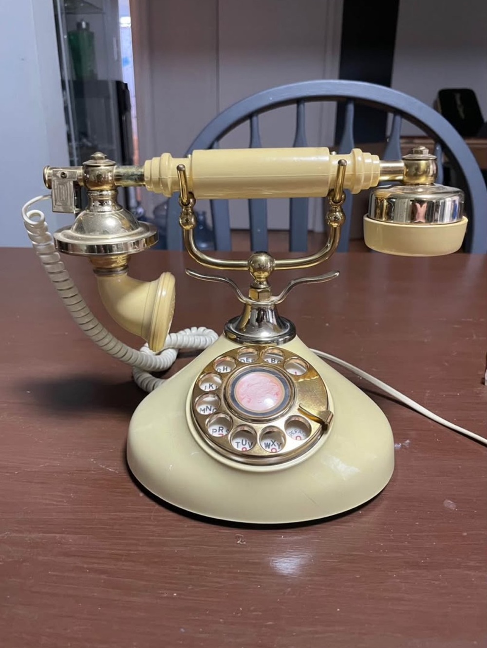 Vintage Cream and Gold Retro Rotary Style Phone